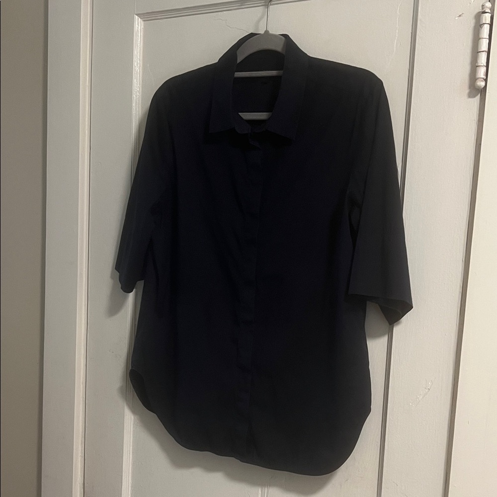 COS Short-Sleeve Navy Button-Down Shirt - Navy